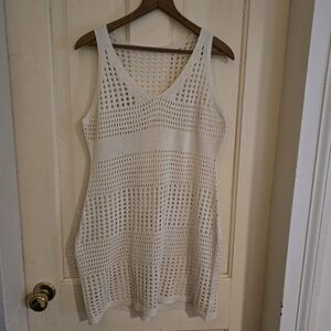 Cupshe White Crochet Knit Swim Coverup Dress